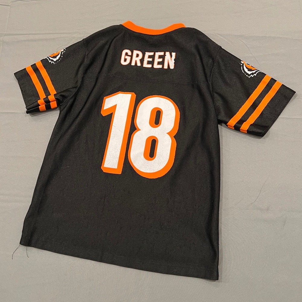 AJ Green Cincinnati Bengals Kids Jersey Black Orange Youth Size 18 Football